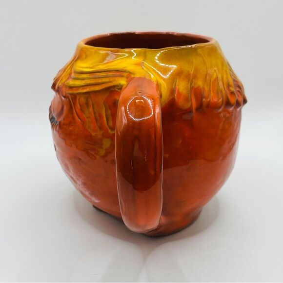 Pacific Stoneware Signed B Walsh 1969 Coffee Mug Cat Feline Orange - Picture 7 of 10